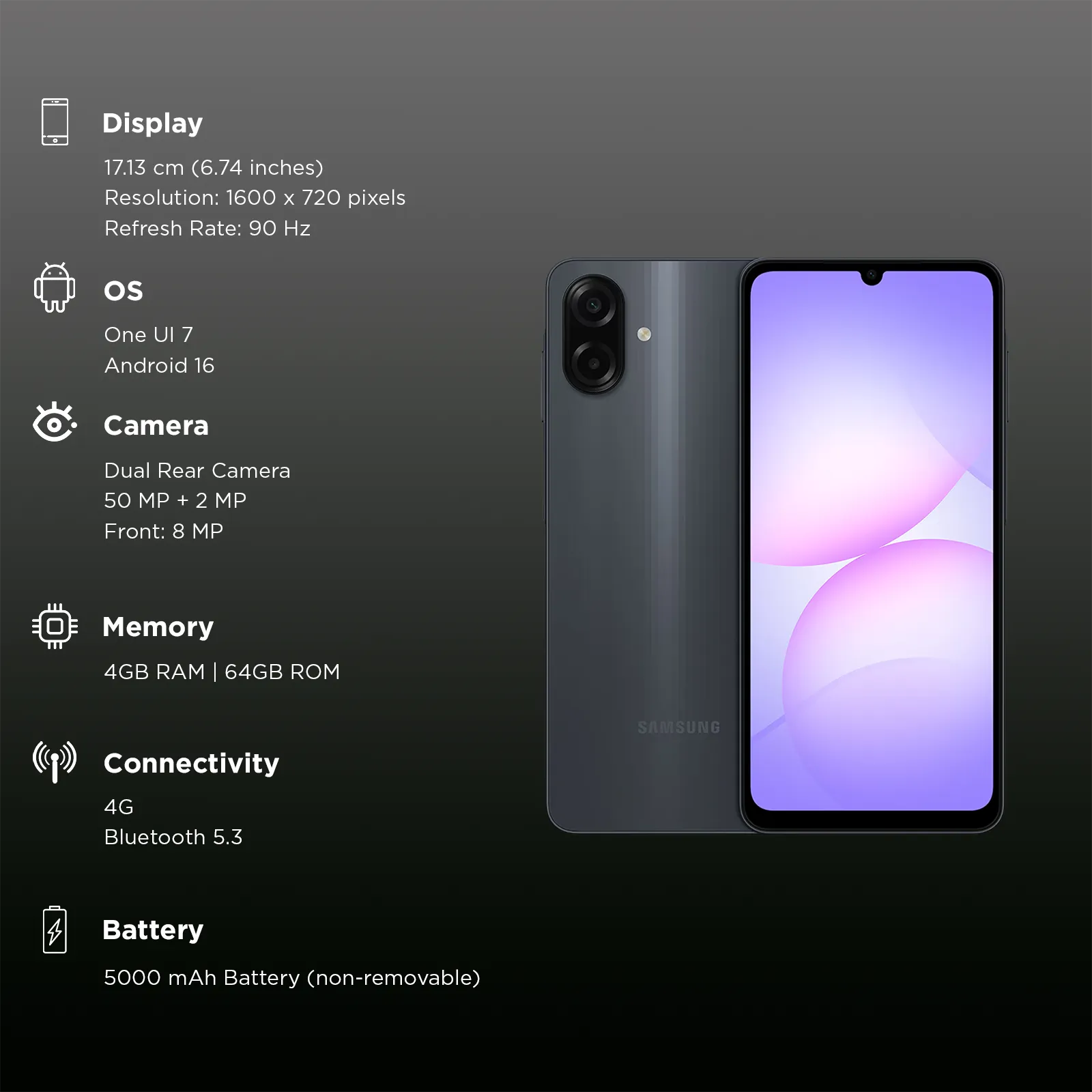 Samsung Galaxy A07 — Samsung Galaxy A07 64GB / Black
